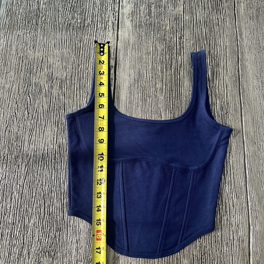 Victoria's Secret PINK The Cinched Piqué Corset Top IN Midnight Navy Size Small - Picture 6 of 9